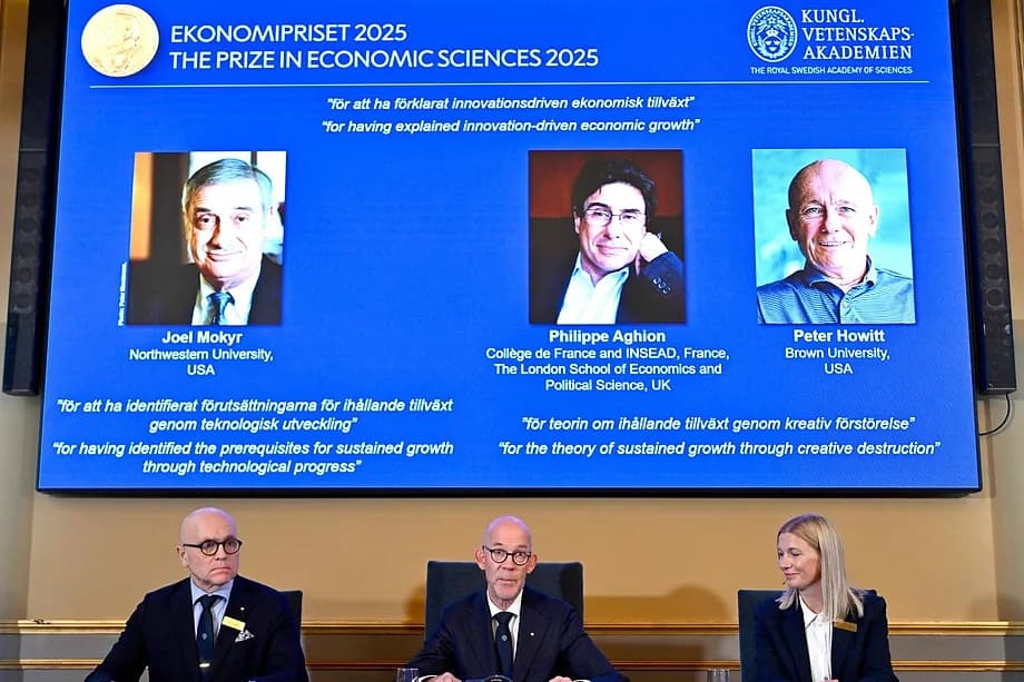 Joel Mokyr, Philippe Aghion y Peter Howitt ganan el Premio Nobel de Economía 2025