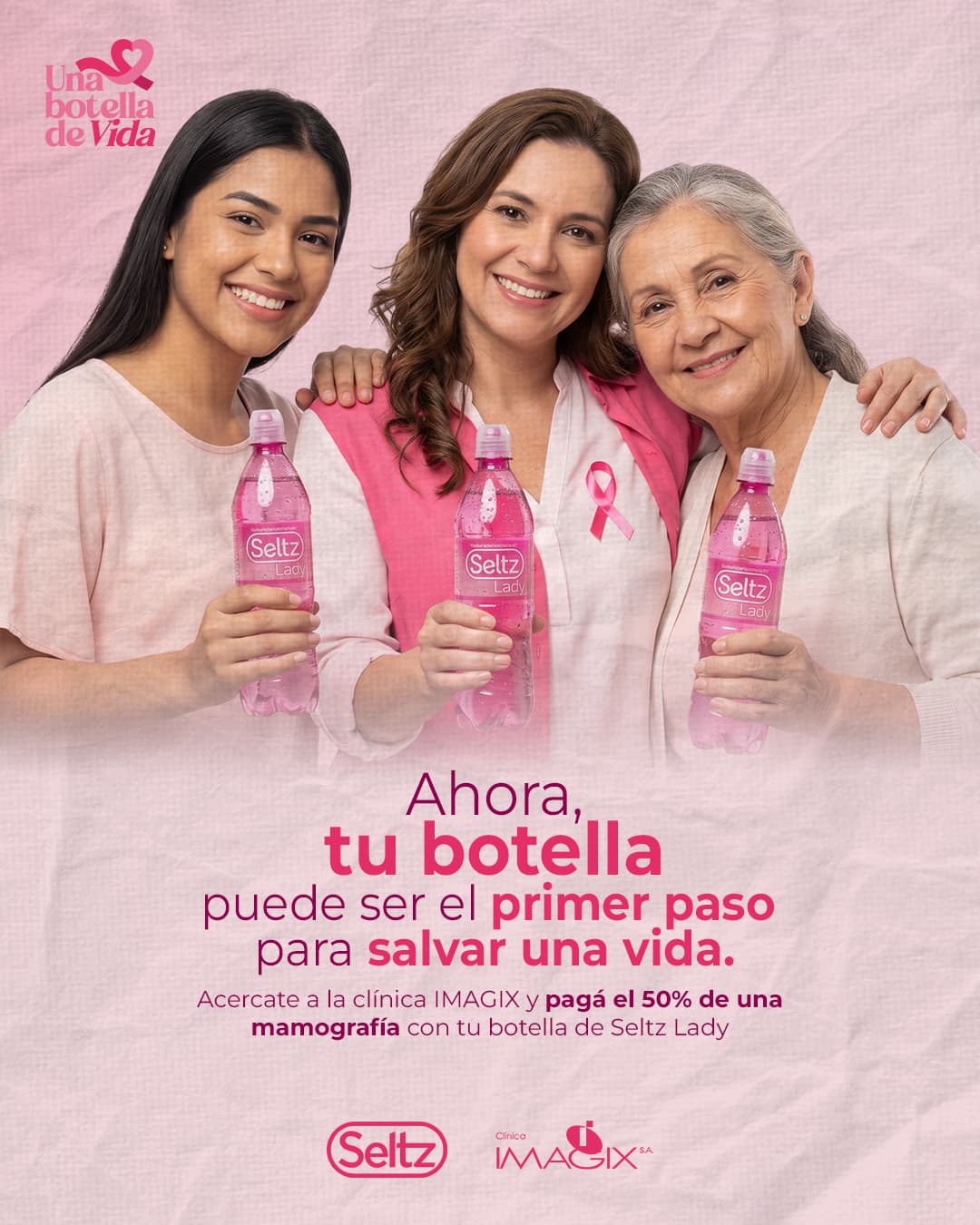 “Una botella de vida”: Seltz Lady y Clínica Imagix se unen por la prevención del cáncer de mama