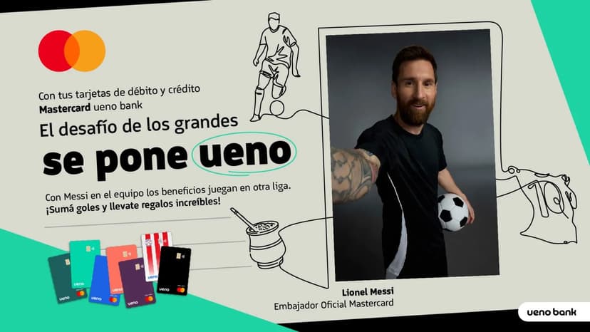 ueno bank y Mastercard te invitan a "meter goles" para acceder a regalos exclusivos de Lionel Messi